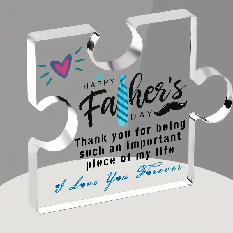 Father's Day Acrylic Puzzle Plaque Engraved Gift with Love & Gratitude Happy Father's Day - CartRare