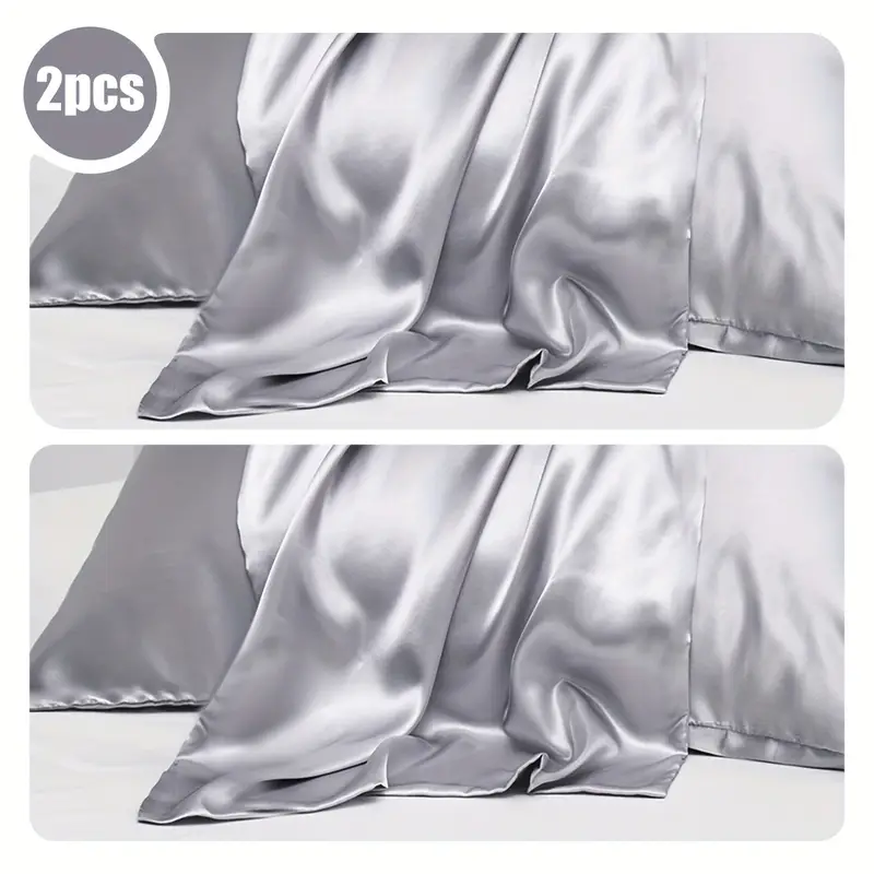 2 Pack Satin Silk Pillowcases for Hair & Skin – Soft, Smooth, Cooling Pillow Covers (Queen Size) - CartRare