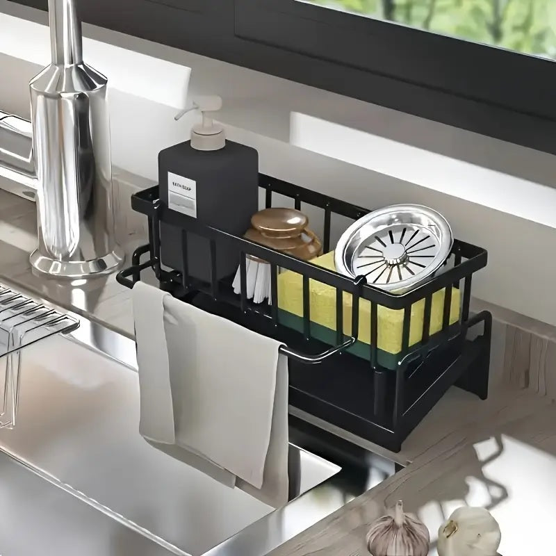 Multifunction Kitchen Sink Organizer Rack for Cloths, Sponges, and Detergent - CartRare