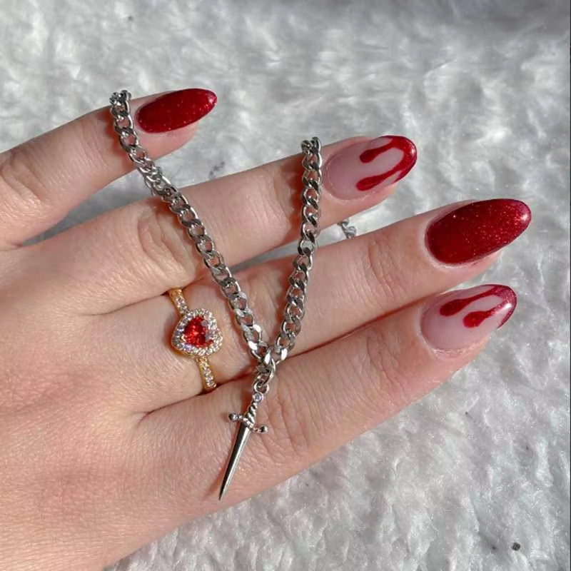 Heart Ring and Sword Necklace Set – Stainless Steel Couple Jewelry Gift - CartRare