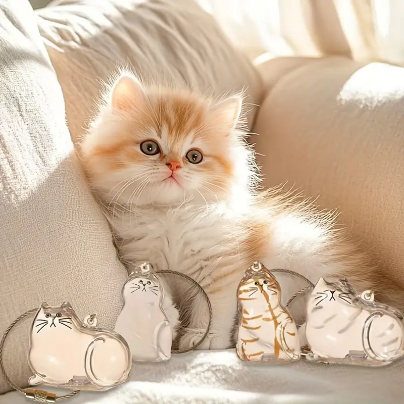 Cat Fur Memorial Keychain Transparent Pet Hair Keepsake Pendant