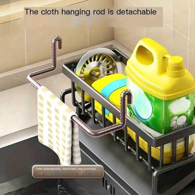 Multifunction Kitchen Sink Organizer Rack for Cloths, Sponges, and Detergent - CartRare