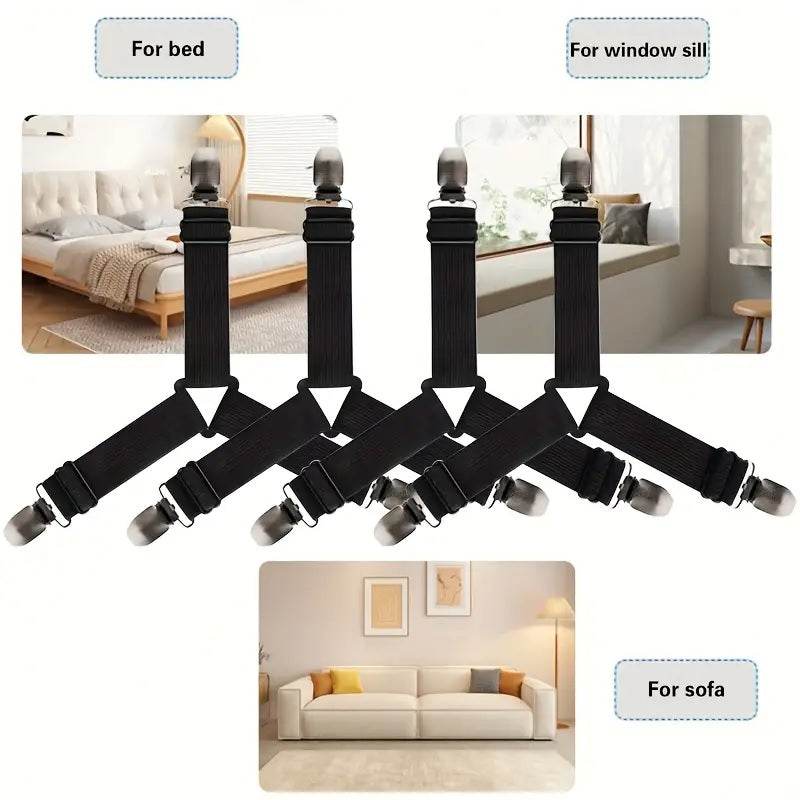 4-Piece Bed Sheet Holder Straps Set for Secure Mattress Fit - CartRare