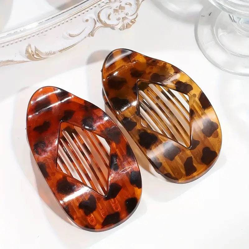 Leopard Matte Oval Hair Claw Clip – Curved Barrette for Women - CartRare