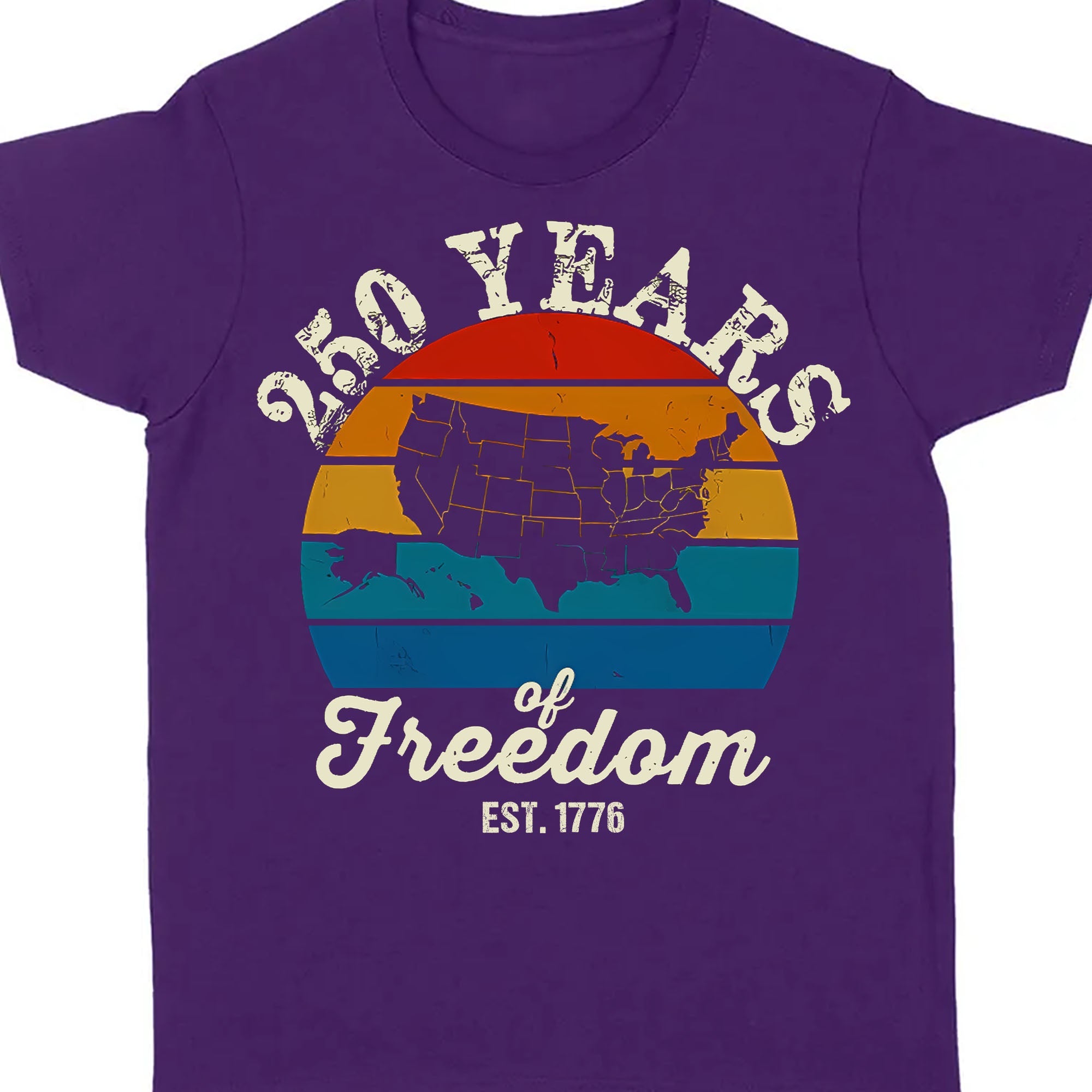 250 Years Of Freedom Retro Map Shirt | Happy 250th Birthday USA | Patriotic 4th Of July Tee | America 250th Anniversary | Independence Day Shirt 682569