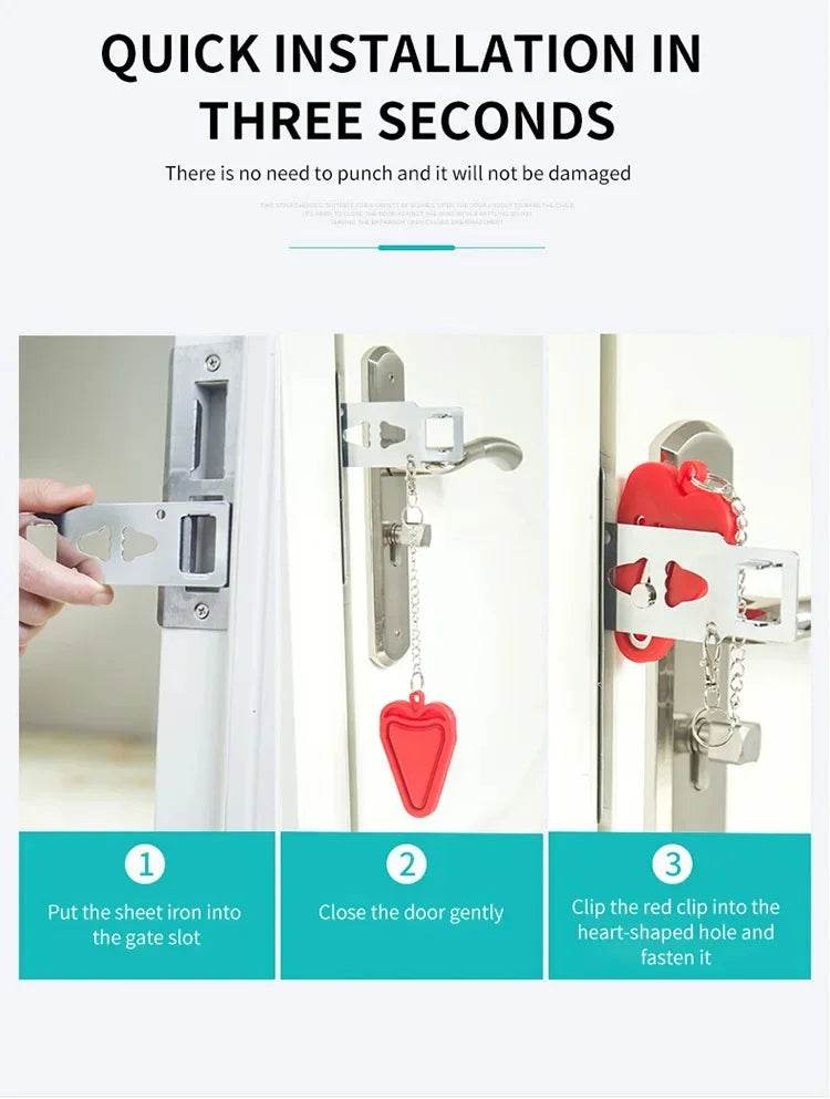 Portable Door Lock Travel Lock Anti-Theft Hotel Lock - CartRare