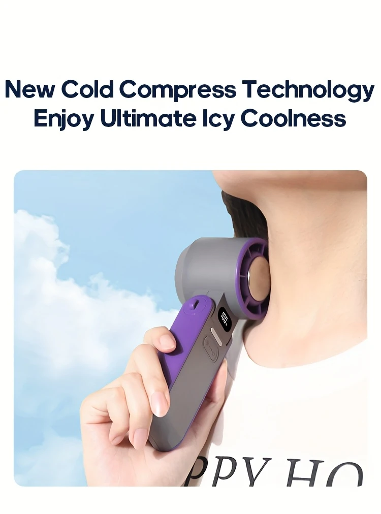 Handheld Turbo Cooling Fan Rechargeable Foldable Fan with Adjustable Speed - CartRare