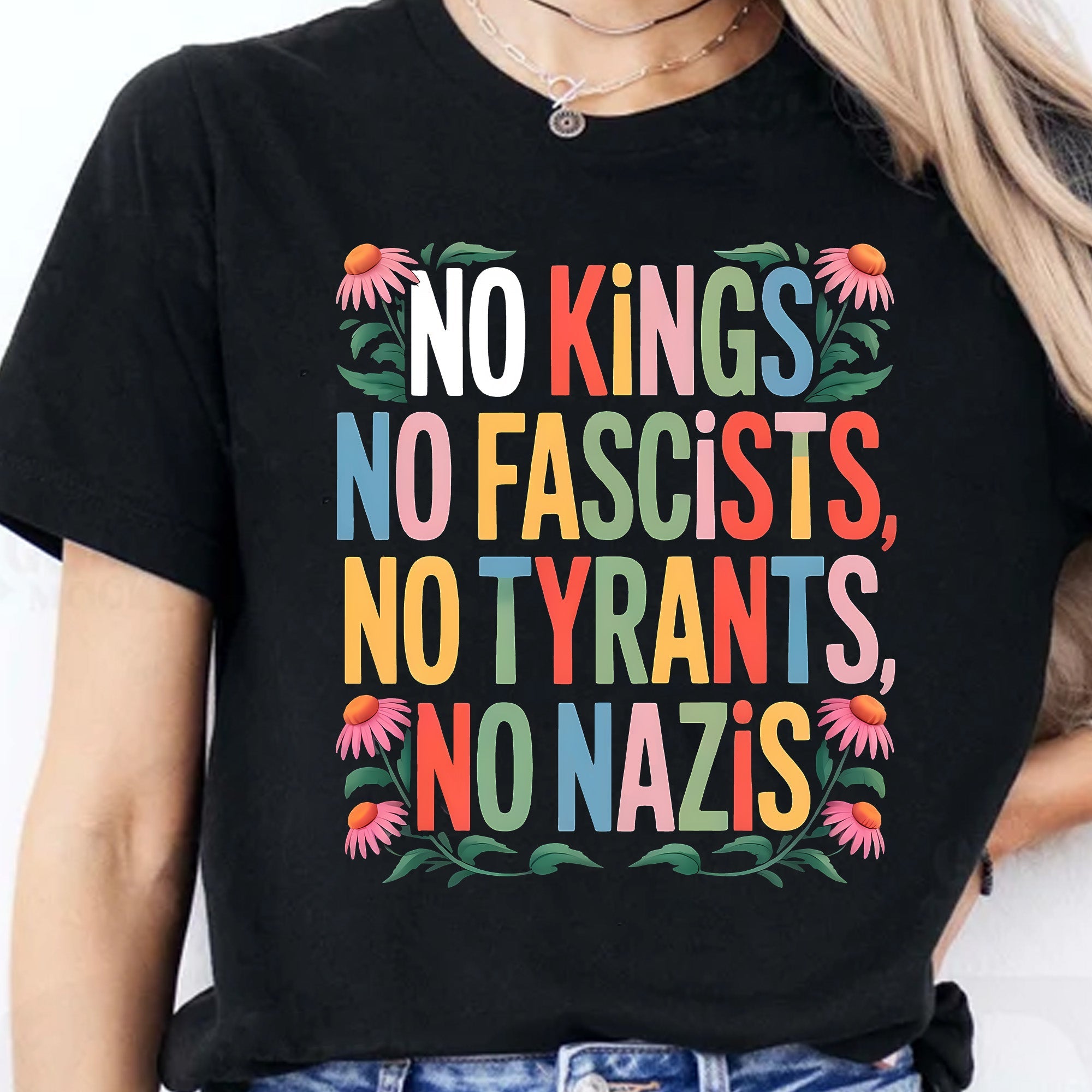 No Kings No Fascists No Tyrants No Nazis Shirt, Anti Trump Protest Tee, Anti Republican Dark Shirt 682477