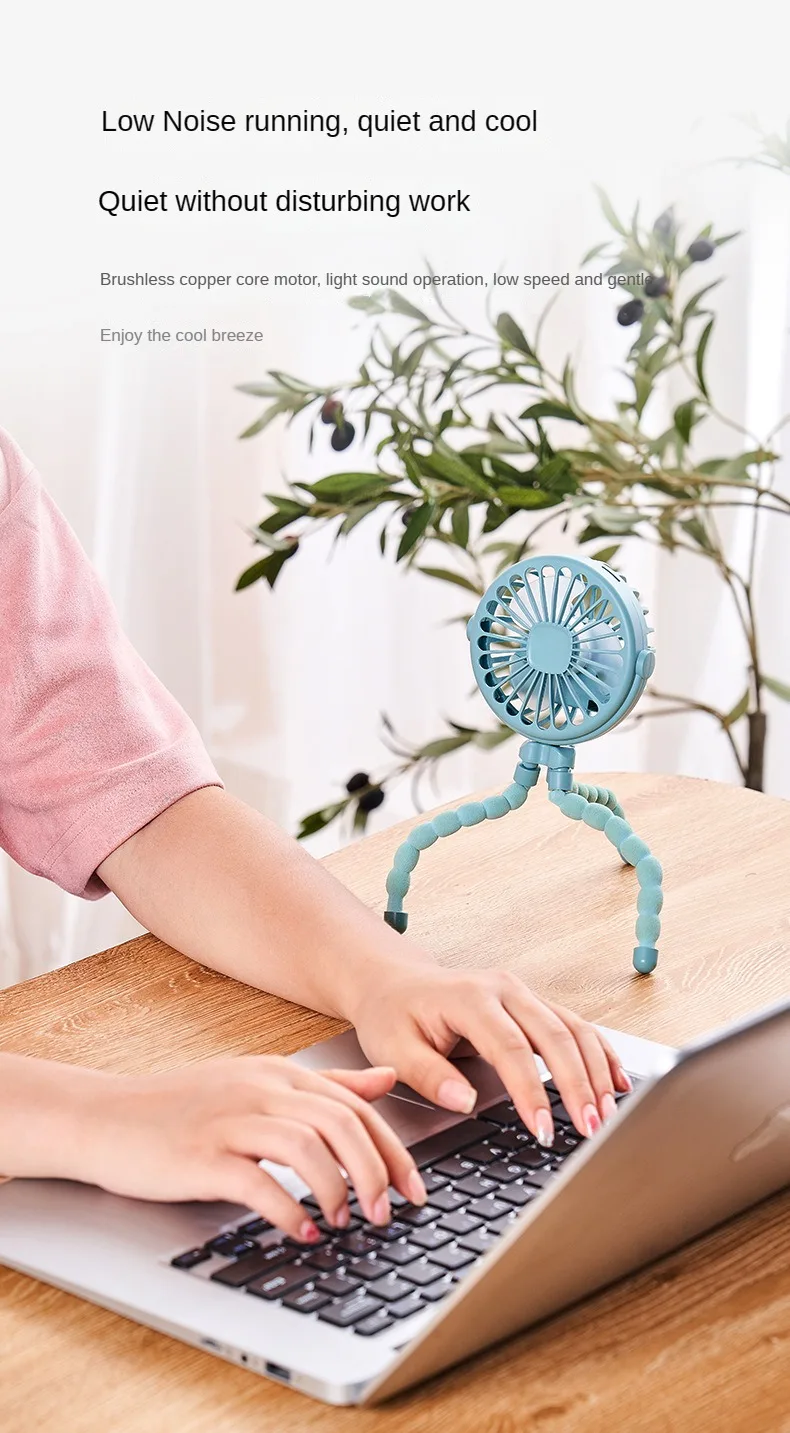Mini Octopus Folding Fan – 5-in-1 Portable Silent Fan for Baby Stroller, Home & Travel - CartRare
