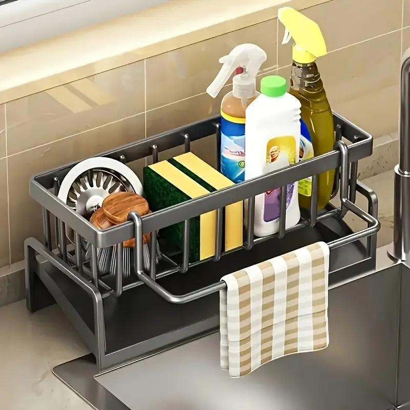 Multifunction Kitchen Sink Organizer Rack for Cloths, Sponges, and Detergent - CartRare