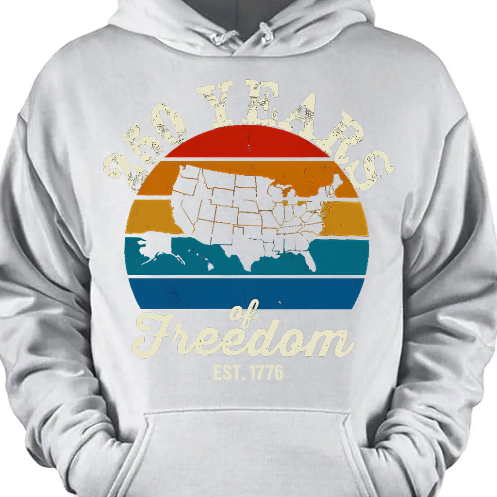 250 Years Of Freedom Retro Map Shirt | Happy 250th Birthday USA | Patriotic 4th Of July Tee | America 250th Anniversary | Independence Day Shirt 682569
