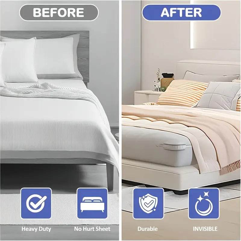 4pcs Invisible Non-Slip Bed Sheet Grippers – Secure Fasteners for Sheet Corners - CartRare