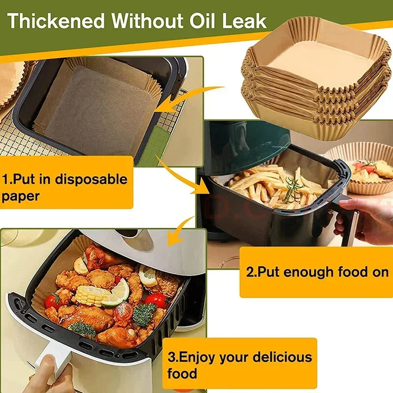 Air Fryer Paper Accessories Airfryer Baking Paper Disposable Liners, Non stick Parchment Aerogrill Paper for Convection Oven - CartRare