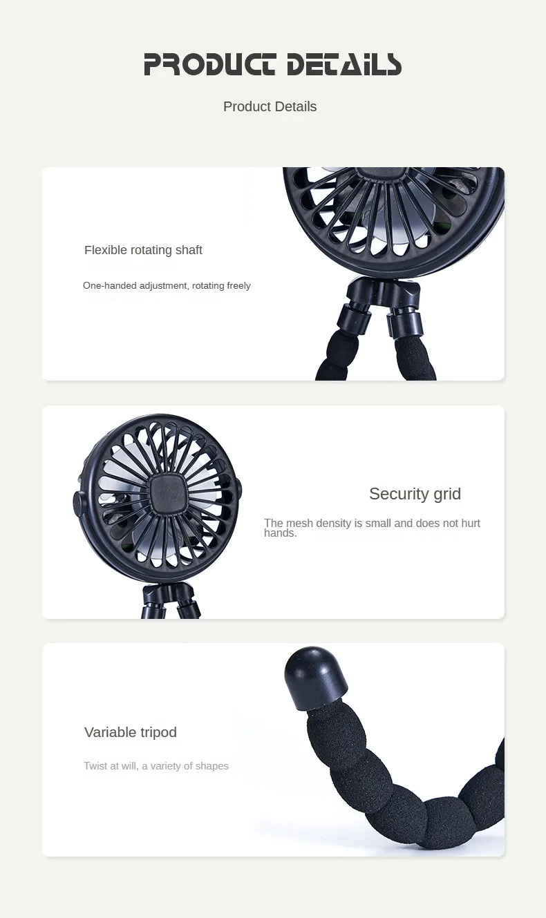 Mini Octopus Folding Fan – 5-in-1 Portable Silent Fan for Baby Stroller, Home & Travel - CartRare
