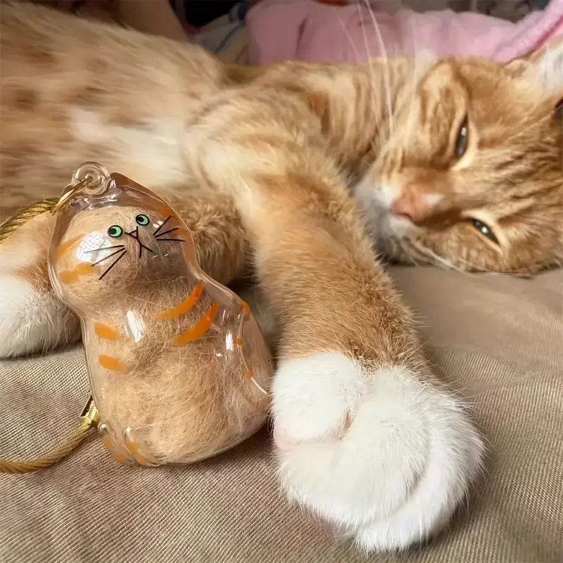 Cat Fur Memorial Keychain Transparent Pet Hair Keepsake Pendant - CartRare
