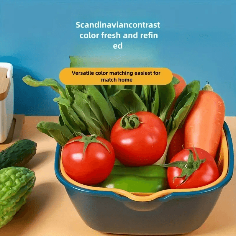 Double Layer Colander & Strainer Basket – Reusable Plastic Drain Basket for Kitchen, Fruits & Vegetables - CartRare