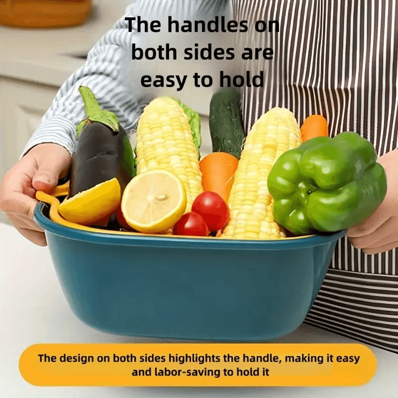 Double Layer Colander & Strainer Basket – Reusable Plastic Drain Basket for Kitchen, Fruits & Vegetables - CartRare