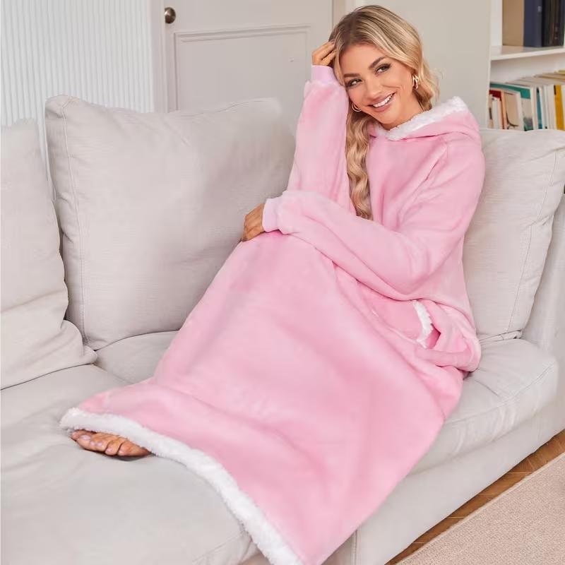 Giant Oversized Flannel Blanket Hoodie – Warm Winter Pullover
