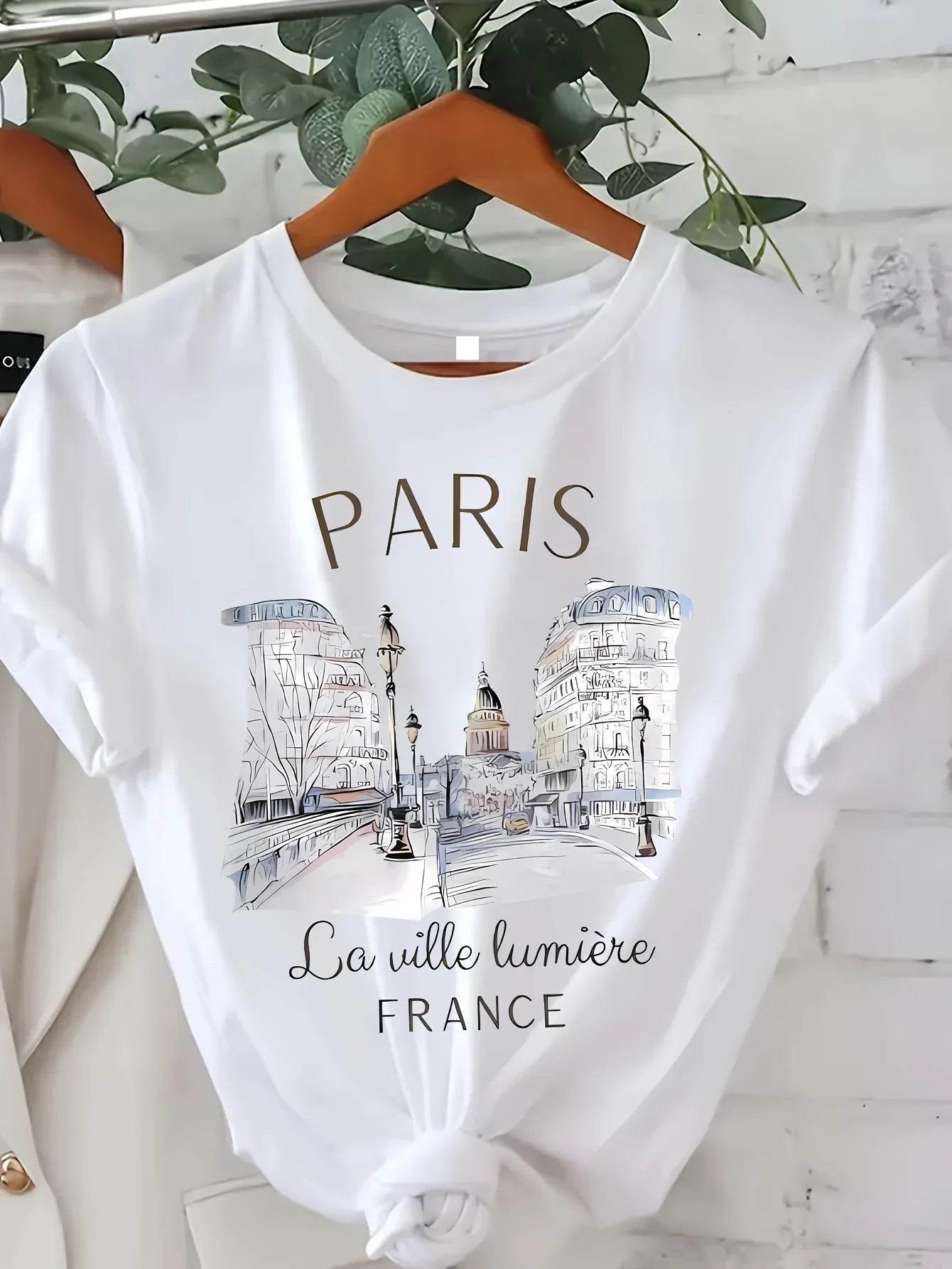 90s Paris T Shirt for Women – Vintage Graphic Short Sleeve Casual Tee - CartRare