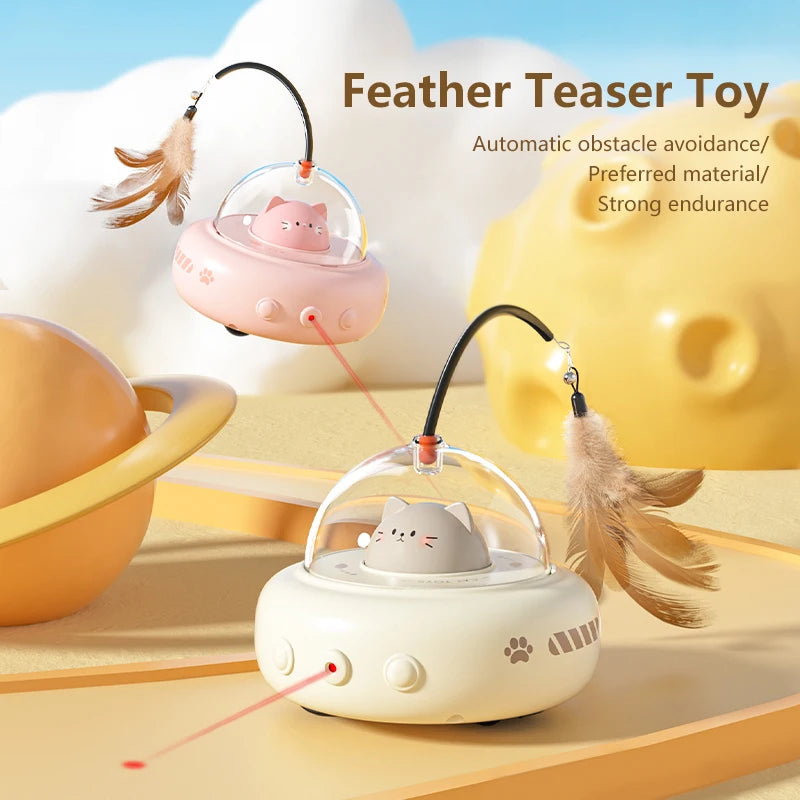 Smart UFO Cat Toy: Bell & Feather Fun