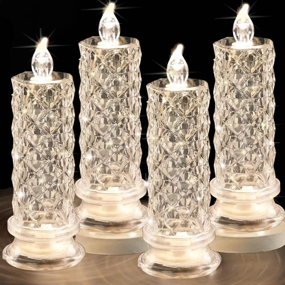 Flameless LED Rose Projection Candle Light for Home Decor, Parties, Wedding Gift - CartRare