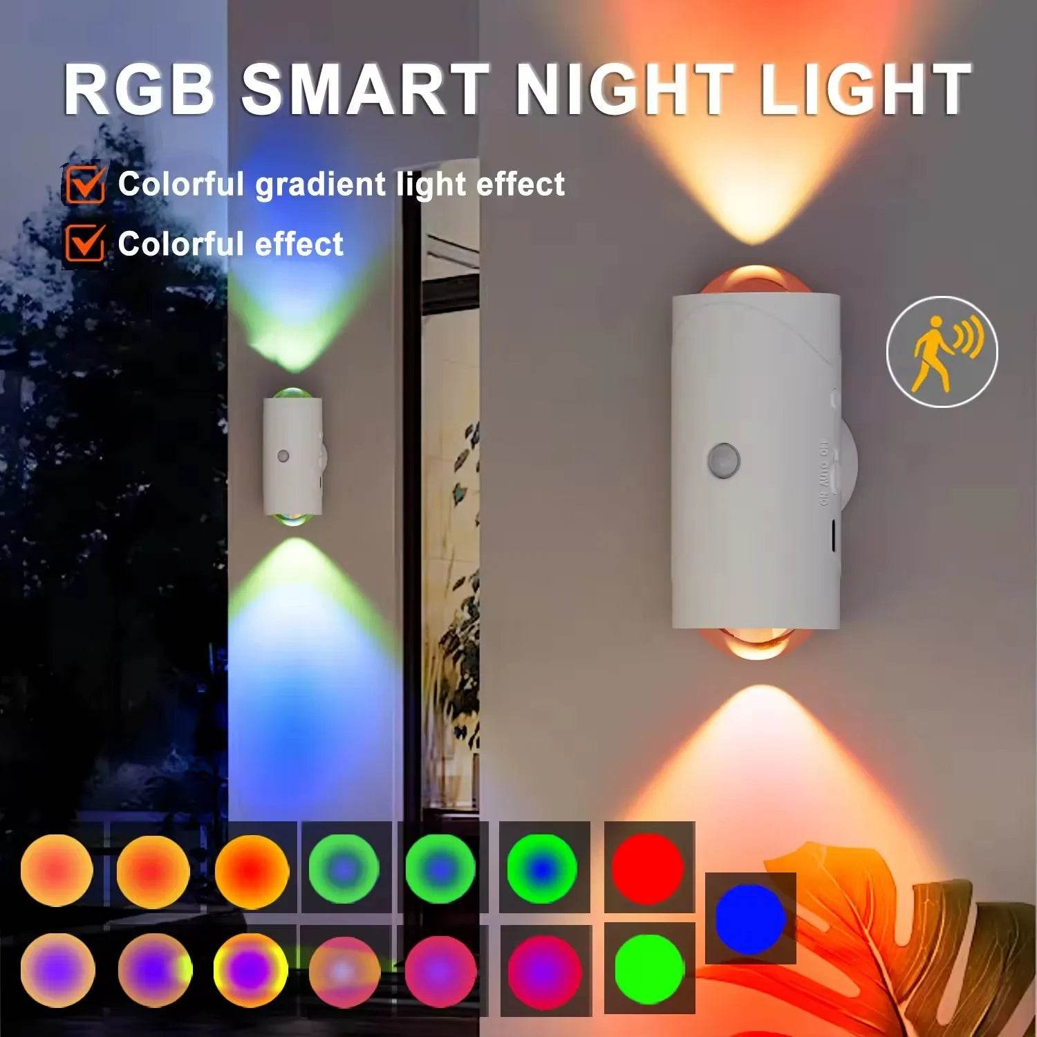 RGB Infrared Sensor Lamp – Smart Rechargeable Motion Light with Touch Control & Color-Changing Glow - CartRare