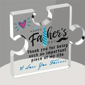 Father's Day Acrylic Puzzle Plaque Engraved Gift with Love & Gratitude Happy Father's Day - CartRare