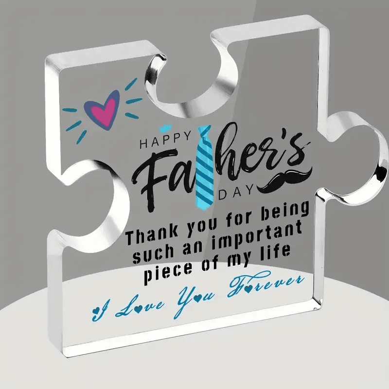 Father's Day Acrylic Puzzle Plaque Engraved Gift with Love & Gratitude Happy Father's Day - CartRare