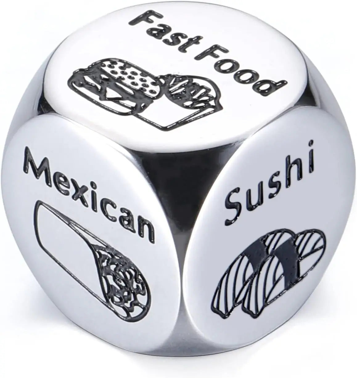 Stainless Steel Food Decision Dice Funny Gift for Him Her