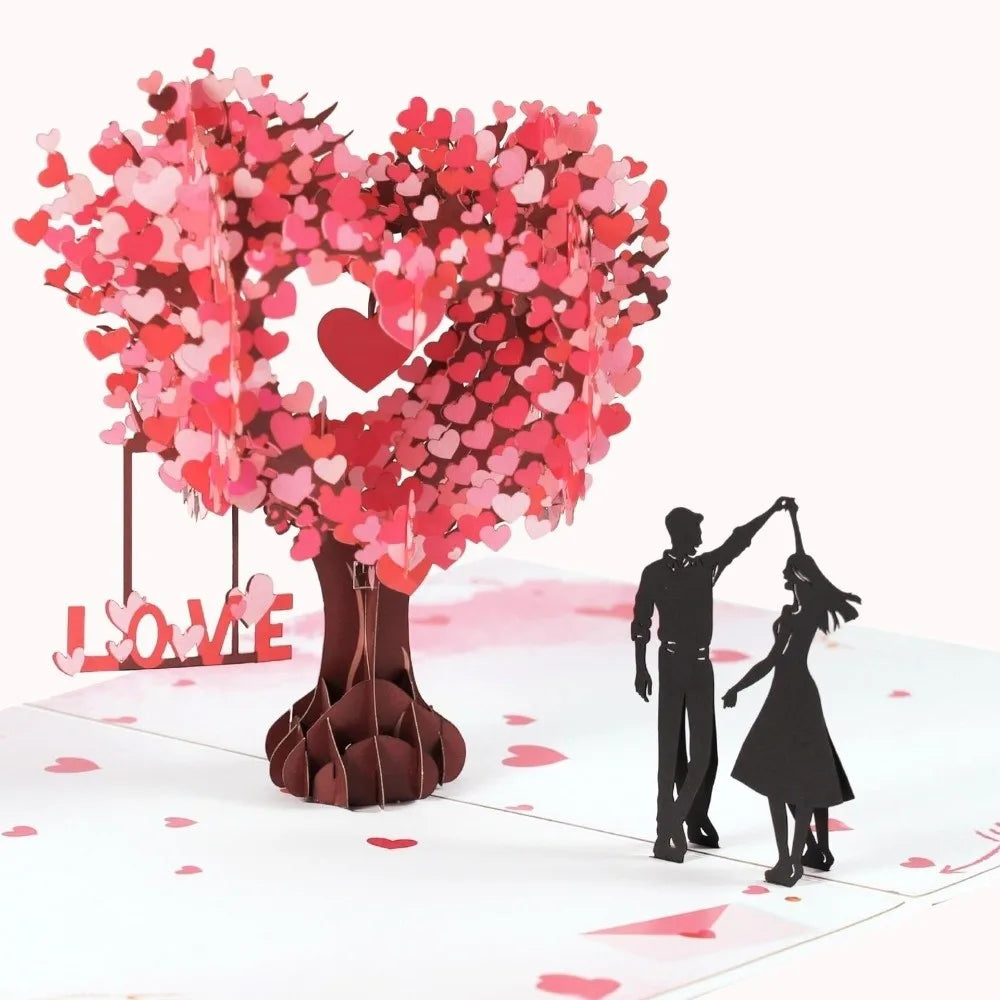 3D Pop Up Heart Tree Couple Card Romantic Anniversary Gift