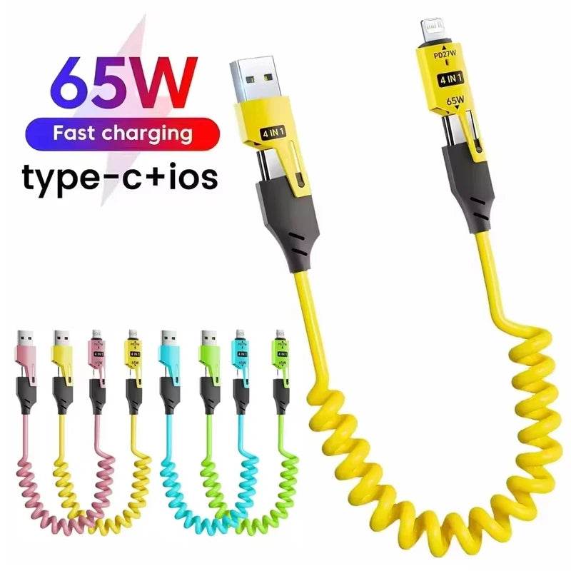 65W Quick Charger Spring USB Cable – Fast Charging Durable Cord (65W USB cable) - CartRare