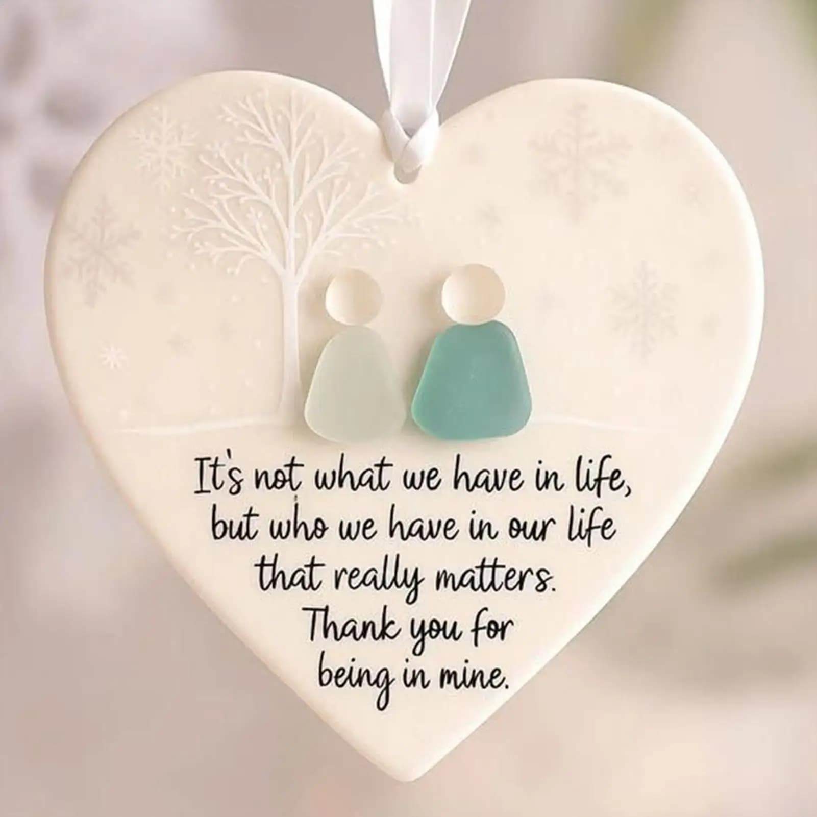 3D Printed Ceramic Love Heart Ornament for Friendship Decor - CartRare