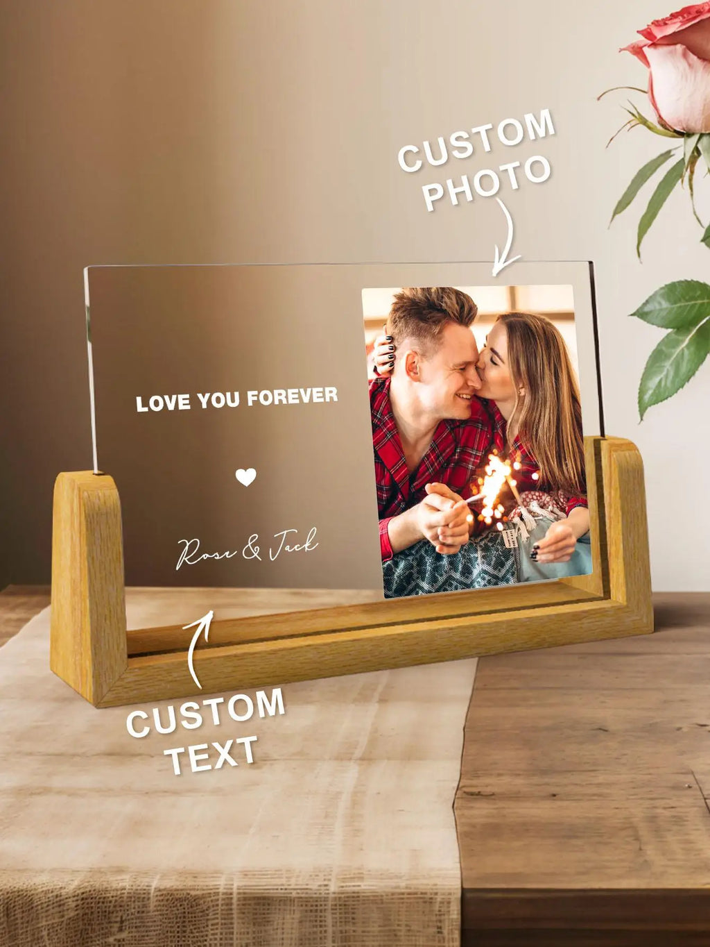 Personalized Acrylic Photo Plaque with Custom Text Gift
