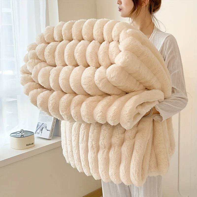Light luxury Solid Color Multifunctional Rabbit Velvet Blanket - CartRare