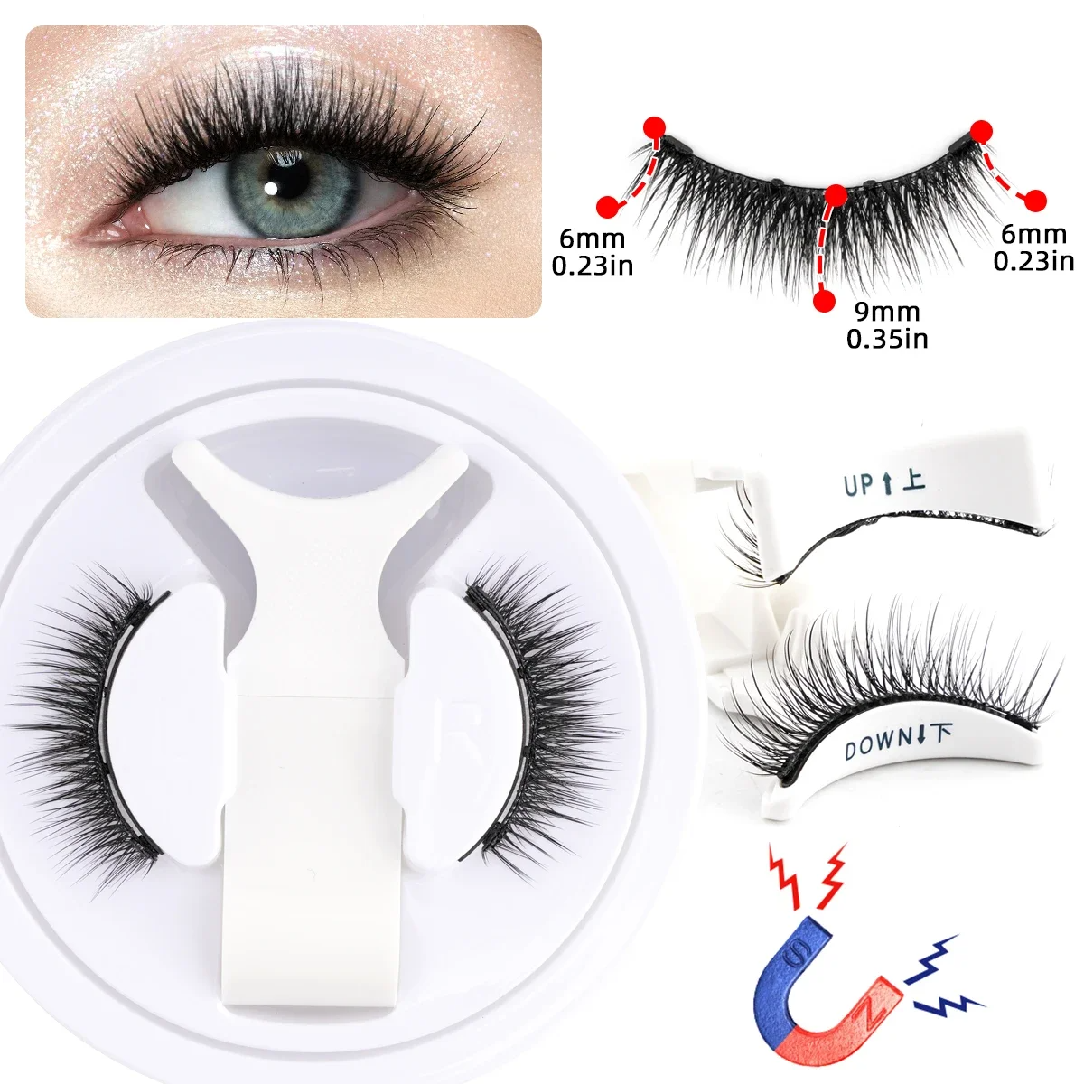 Reusable Magnetic Eyelashes Set Mink Lashes with Tweezers - CartRare