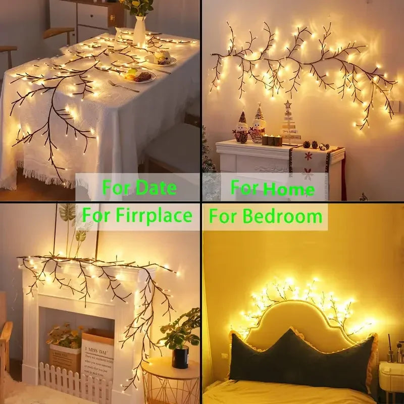 USB Powered 72LED/96LED Tree Branch Lamp – Willow Vine Lights for DIY Home & Festive Decoration - CartRare