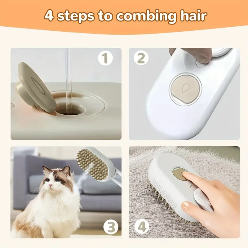 3-in-1 Electric Pet Brush – Steam Cleaner, Hair Remover & Massager for Dogs & Cats - CartRare