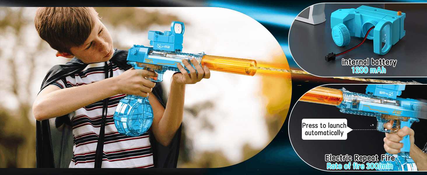 Desert Eagle Electric Water Gun with Silencer and Light High Speed, Long Range Squirt Gun for Kids & Adults - CartRare