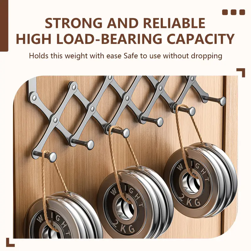 Retractable Over-the-Door Hook Rack – Heavy-Duty with 6 Hooks for Coats, Towels & Bags - CartRare