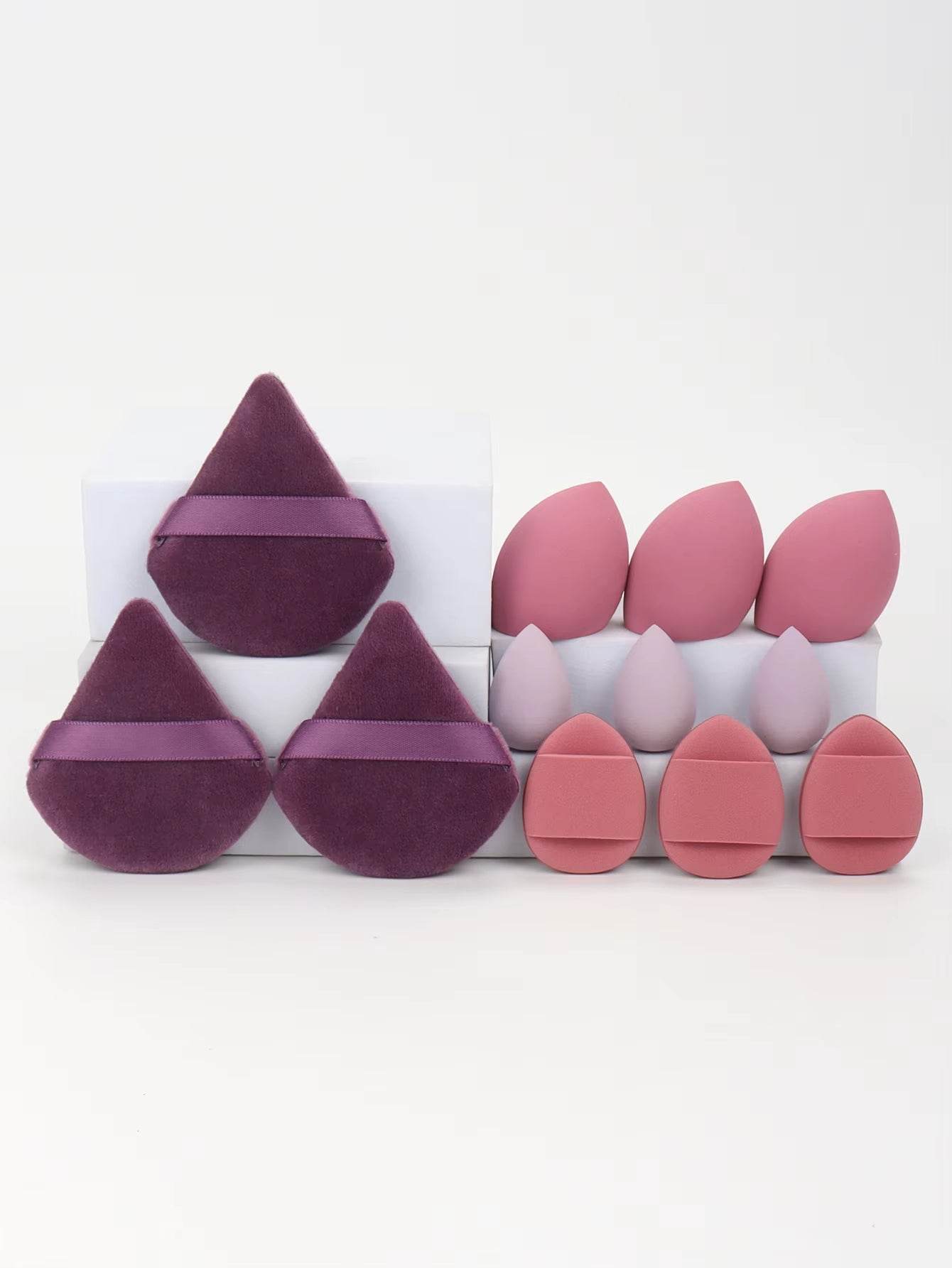 12-Piece Makeup Sponge Set – Loose Powder Puffs, Mini Cushions, Beauty Blenders for All Uses - CartRare