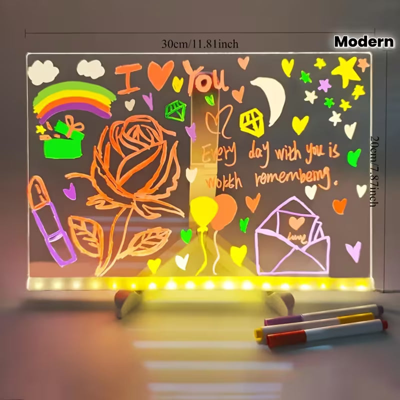 Board 7 Neon Pens Rewritable Drawing Tablet for Kids