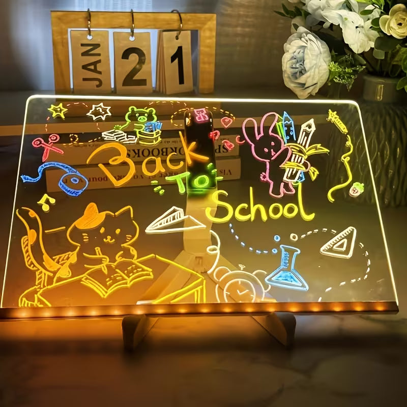 Board 7 Neon Pens Rewritable Drawing Tablet for Kids