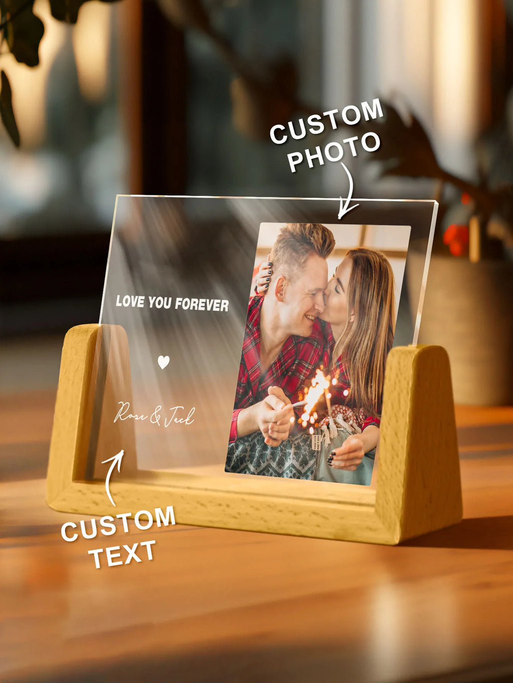 Personalized Acrylic Photo Plaque with Custom Text Gift