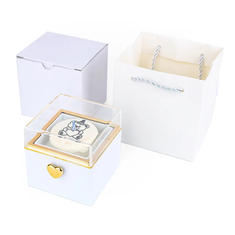 Cute bear-themed candle in gift box with heart accent, perfect for unique gifts and home decor