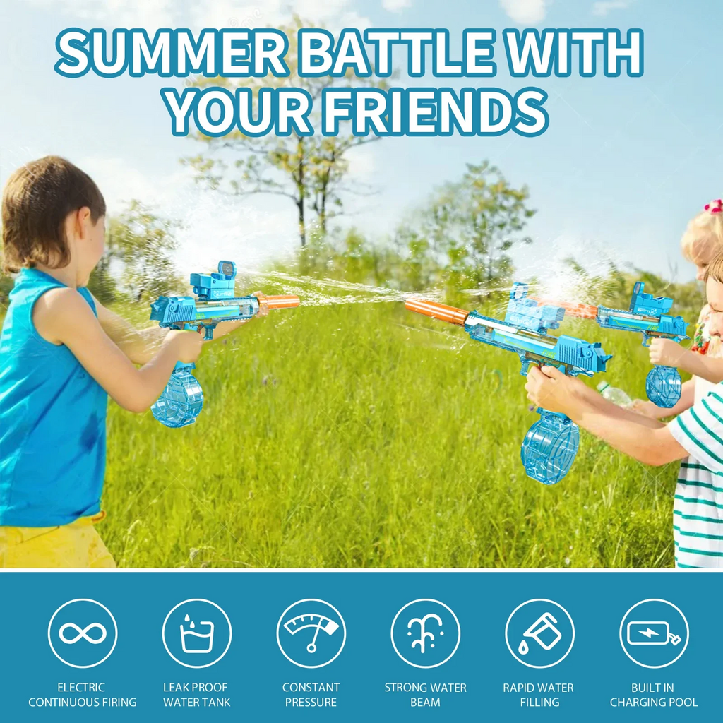 Desert Eagle Electric Water Gun with Silencer and Light High Speed, Long Range Squirt Gun for Kids & Adults - CartRare