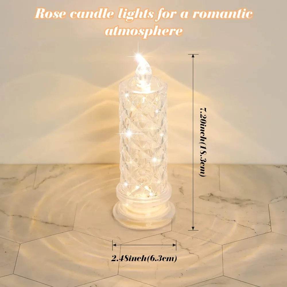 Flameless LED Rose Projection Candle Light for Home Decor, Parties, Wedding Gift - CartRare