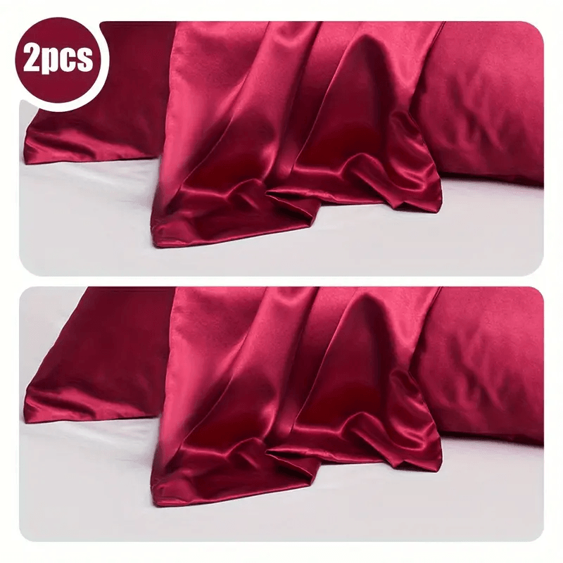 2 Pack Satin Silk Pillowcases for Hair & Skin – Soft, Smooth, Cooling Pillow Covers (Queen Size) - CartRare