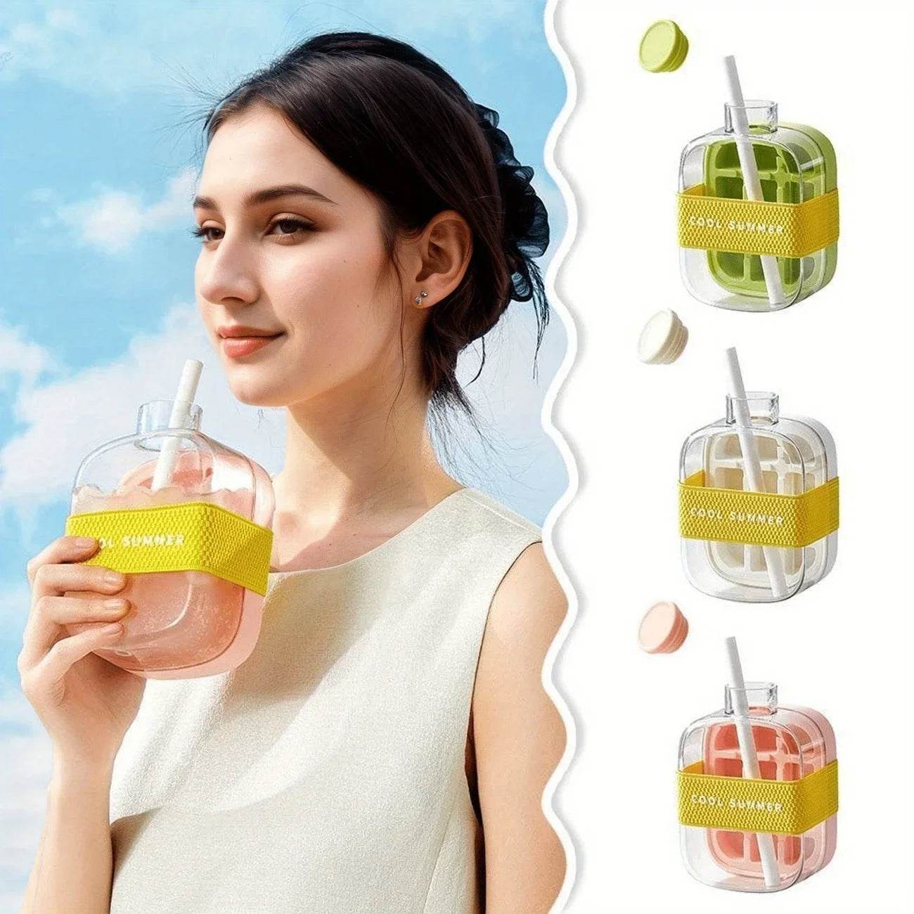 2-in-1 Ice Cube Tray & Water Bottle – Portable High-Capacity Ice Maker Mold for Home & Kitchen Summer Use - CartRare