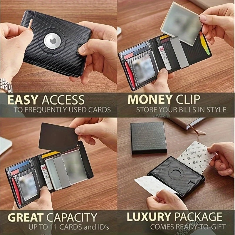 AirTag Slim Wallet with 11 Card Slots for Dad, Husband, Son – RFID Bifold Card Holder Father's Day Gift - CartRare
