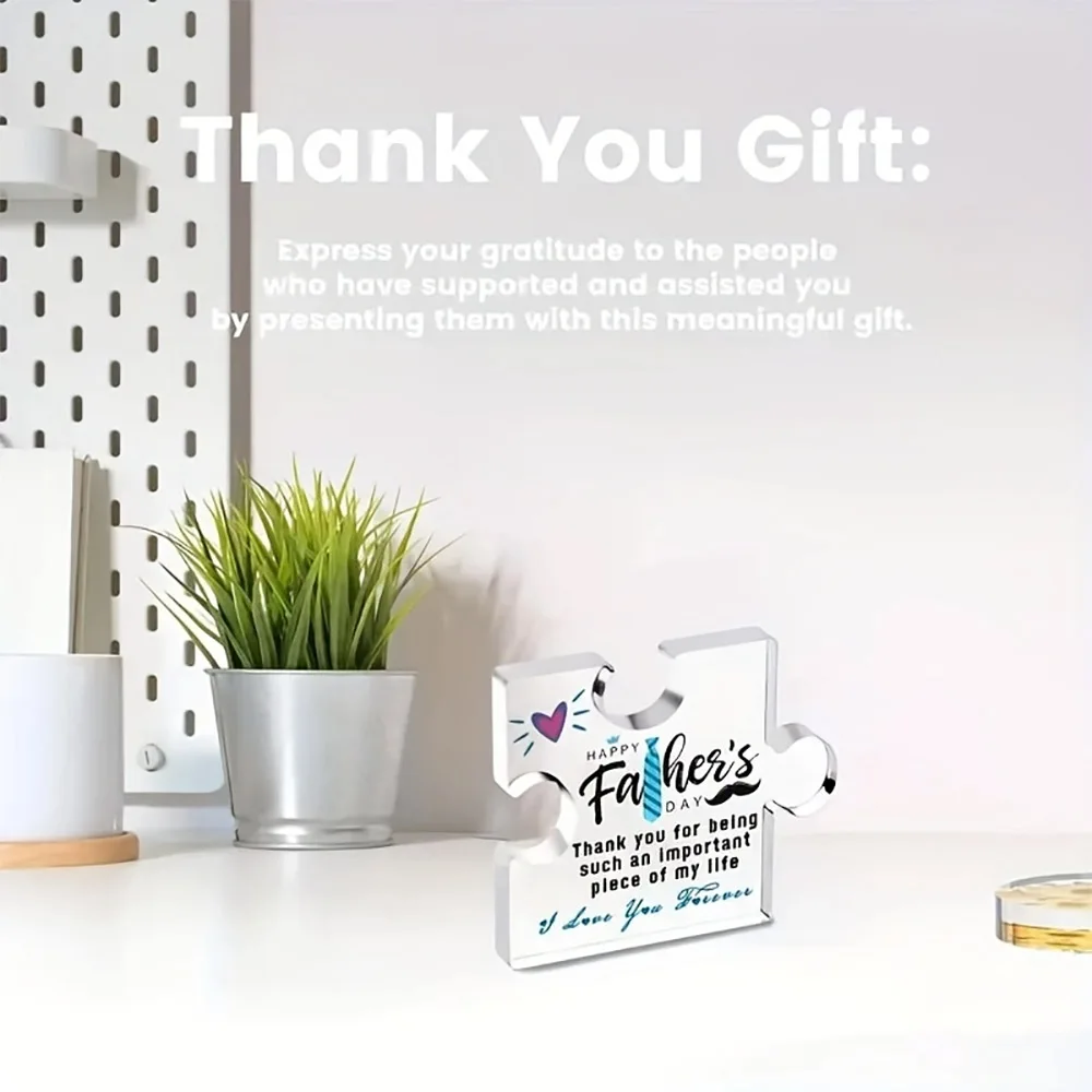 Father's Day Acrylic Puzzle Plaque Engraved Gift with Love & Gratitude Happy Father's Day - CartRare